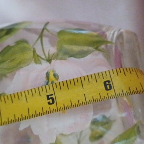 GLASS ARYRLIC Pink Hand Painted Vase 6.5 T 13 R. - Picture 5 of 8